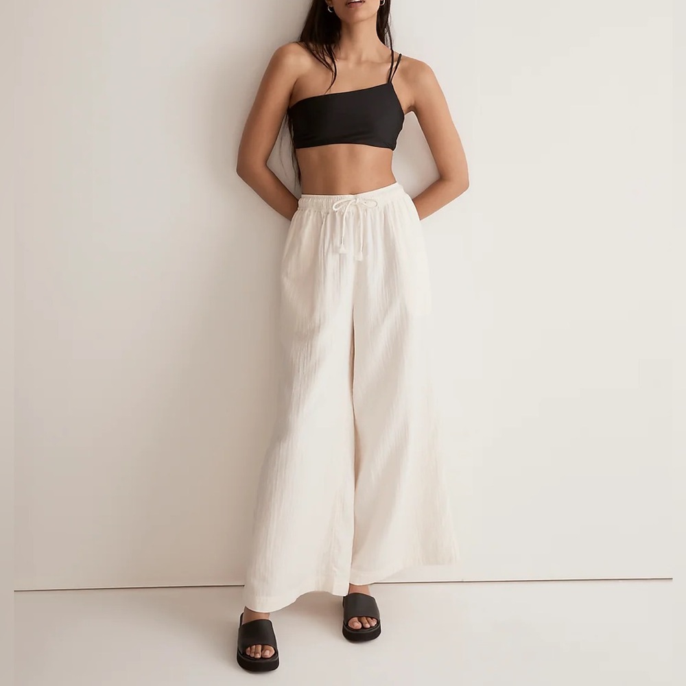 NWT Madewell Double-Gauze Drawstring Wide-Leg Pants